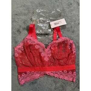 Cosabella Veneto Curvy Longline Bra S Rossa Quartz Pink Floral Lace Wireless